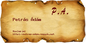 Petrás Ádám névjegykártya